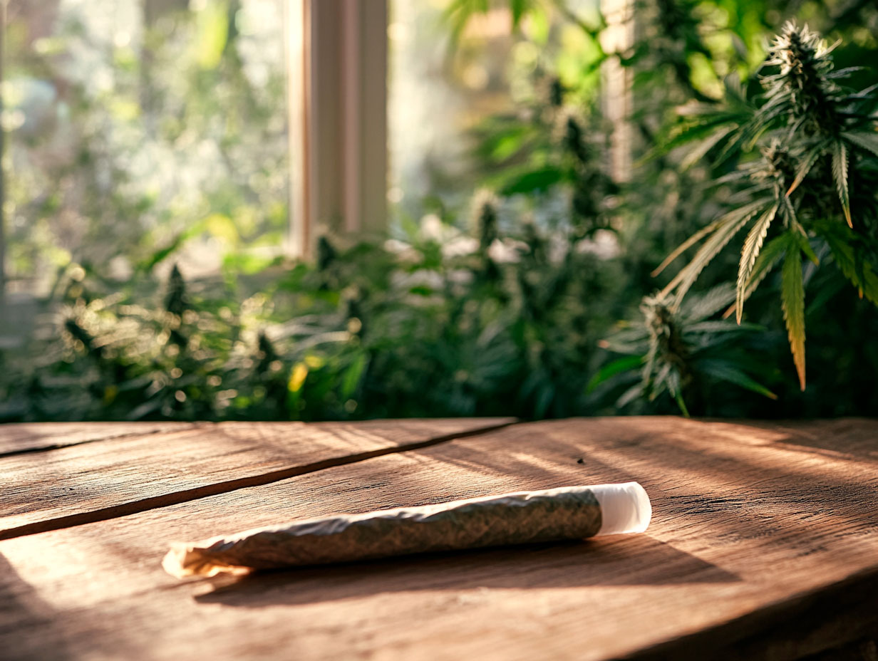 What Is a White Roach? Enhance your smoking experience Joint held by hand showing sticky resin build-up on the white roach, demonstrating what is a white roach and its role as a resin collector.