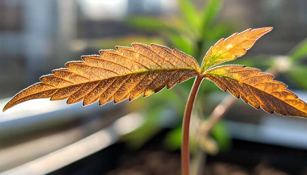 Grower testing pH to fix cannabis potassium deficiency in soil-grown cannabis plant