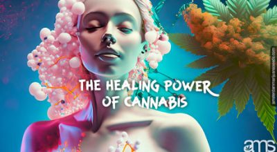 a woman covered in beneficial cbd molecules
