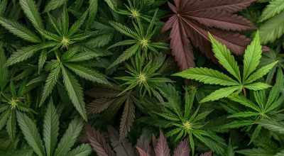 Close-up of Skunk vs Haze cannabis strains with vibrant leaves and unique colors illustrating how to get bigger buds on autoflowers
