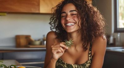 Slim person relaxing with a joint in hand – why does weed make you skinny concept